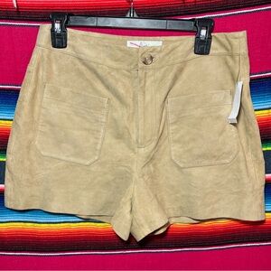 NWT Joie Mistica Suede Leather Shorts Tan Size 8